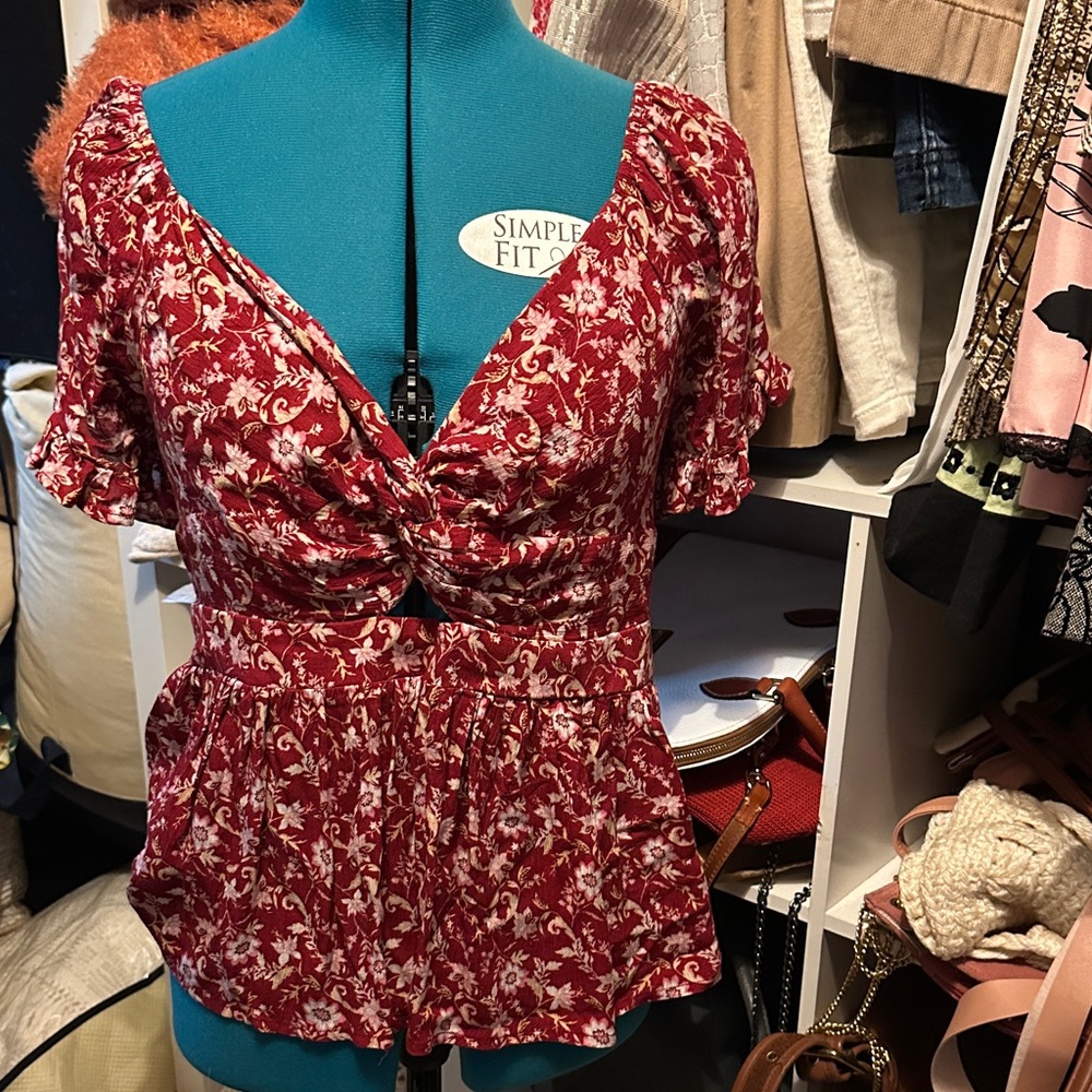 Miami Red Floral Blouse
